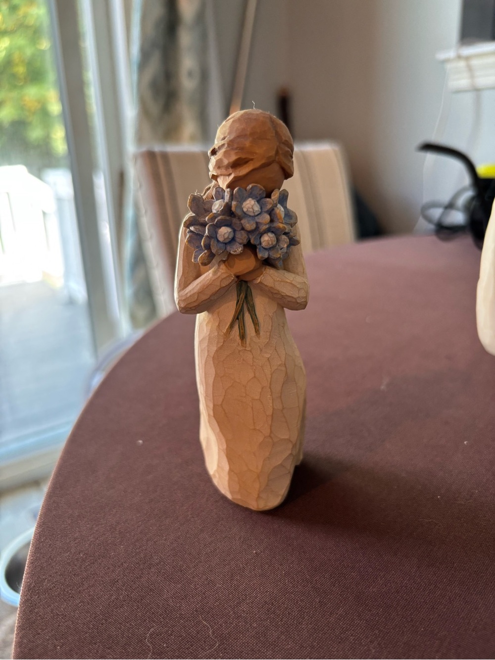 Willow Tree Forget Me Not Beige Figurine with Blue Bouquet